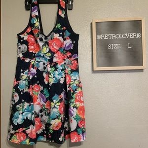 Floral Skull Dress Low Back